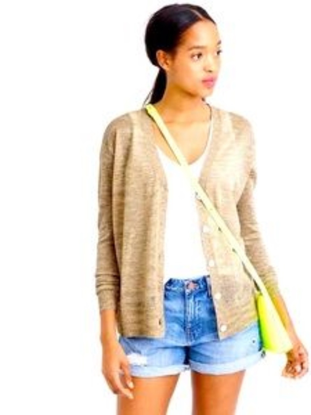 J Crew Gold Metallic Space Dyed Cardigan
